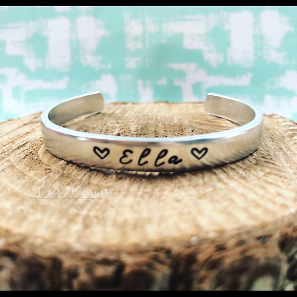 🆕 Children’s Monogrammed Handstamped Name Cuff Bracelet